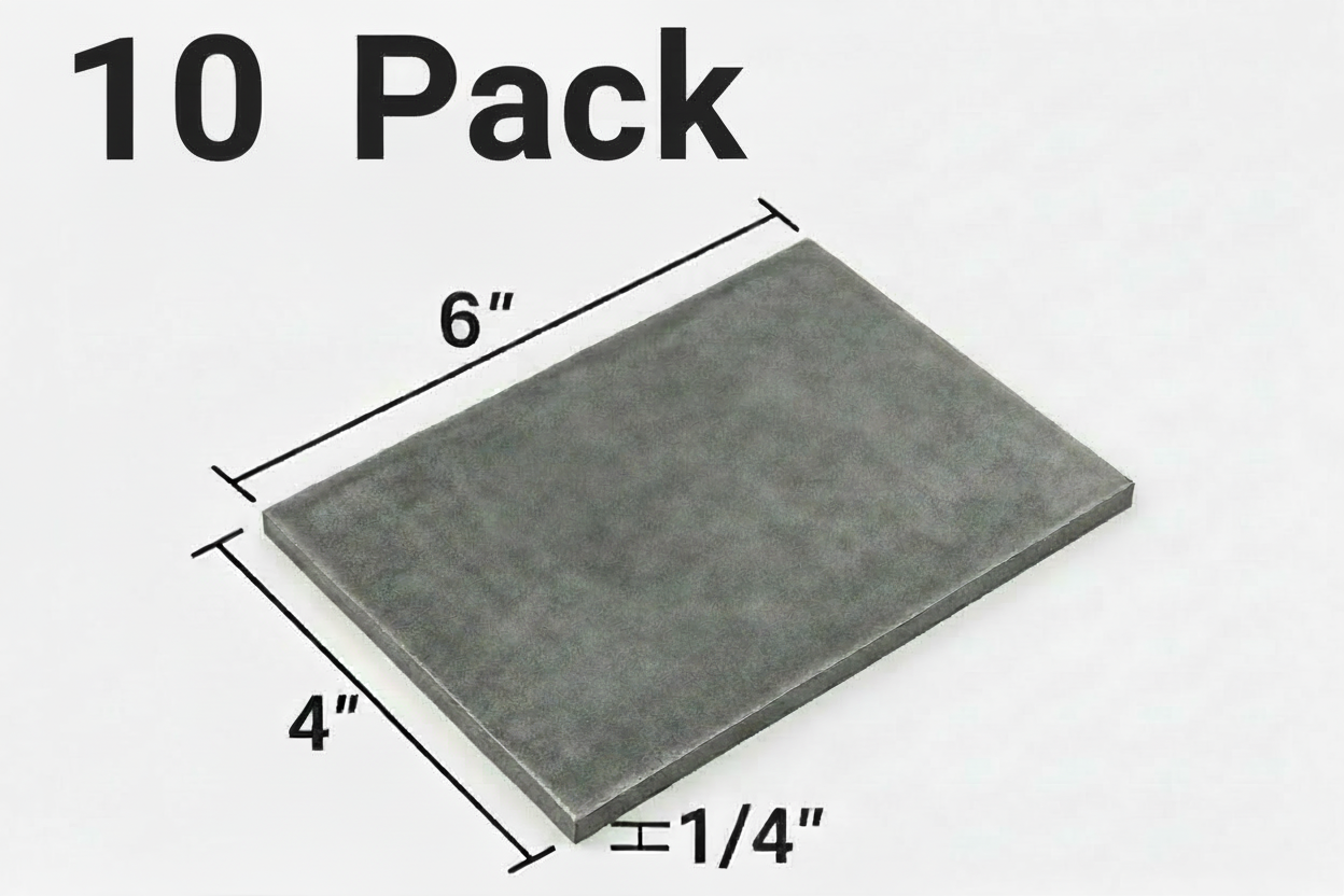 10 piece pack of steel 4” x 6” x 1/4” plates for welding practice