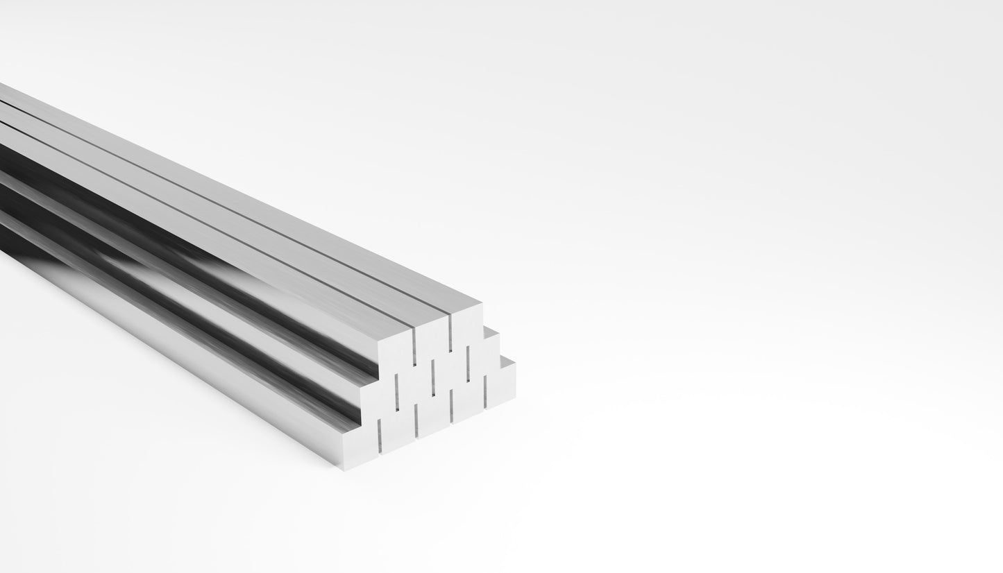 Metallic rectangular bars on a white background