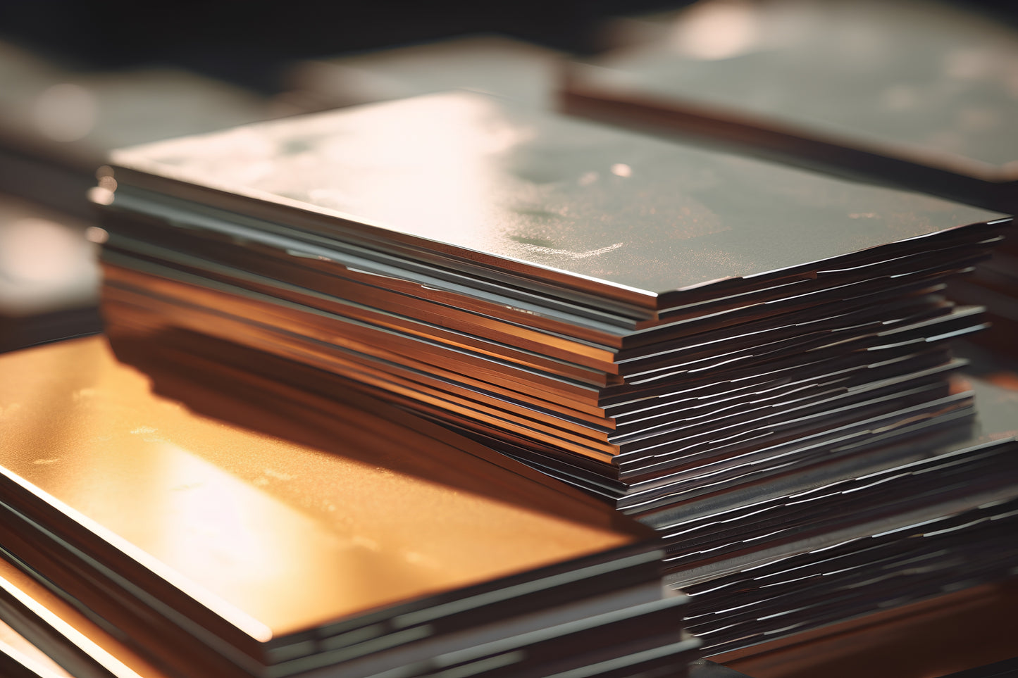 Stack of metal rectangle plates