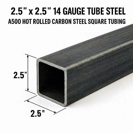 2 1/2 x 2 1/2 x 14 gauge square tube steel