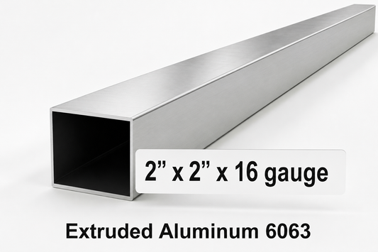 2“ x 2“ x 16 gauge extruded aluminum 6063
