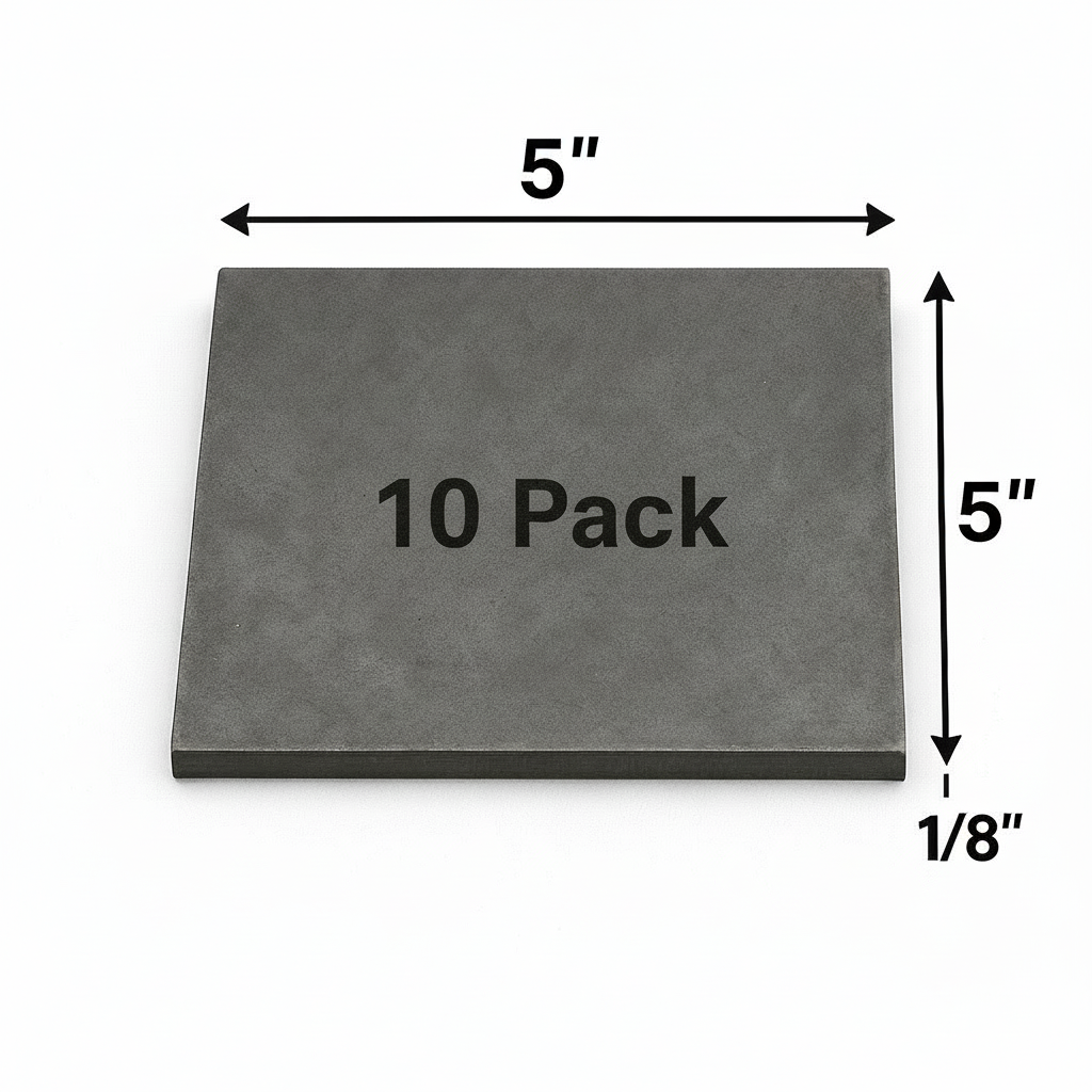 5” x 5” x 1/8” steel shim plate 10 pack