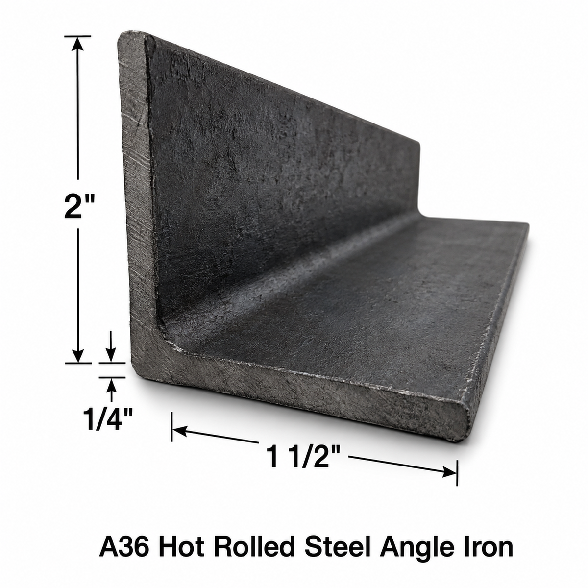 2” x 1 1/2” x 1/4” Steel Angle Iron A36 Hot Rolled Carbon Steel 2” x 1.5” x 0.25” Angle Bracket Metal Trim Brace