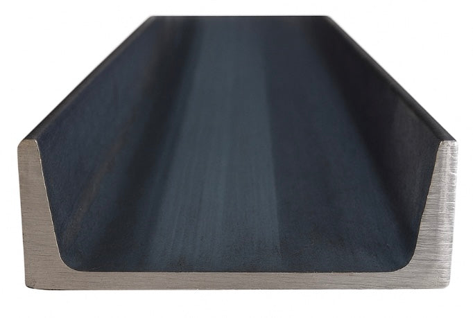 Close up image of the cut edge of 1 1/2” by 1 1/2” by 0.125” steel C channel