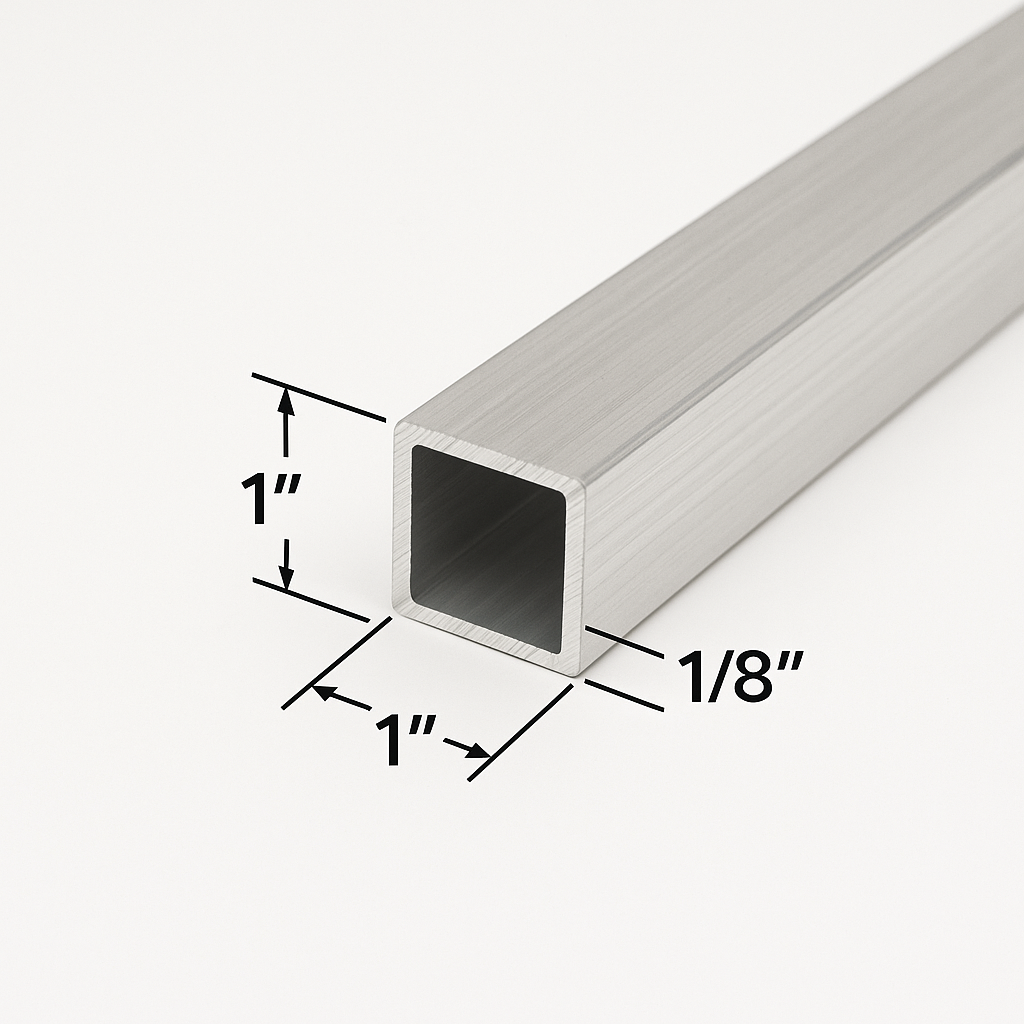 1” x 1” x 1/8” Aluminum Square Tube 6061-T6 Hollow 0.125” Pipe - 11ga Aluminum