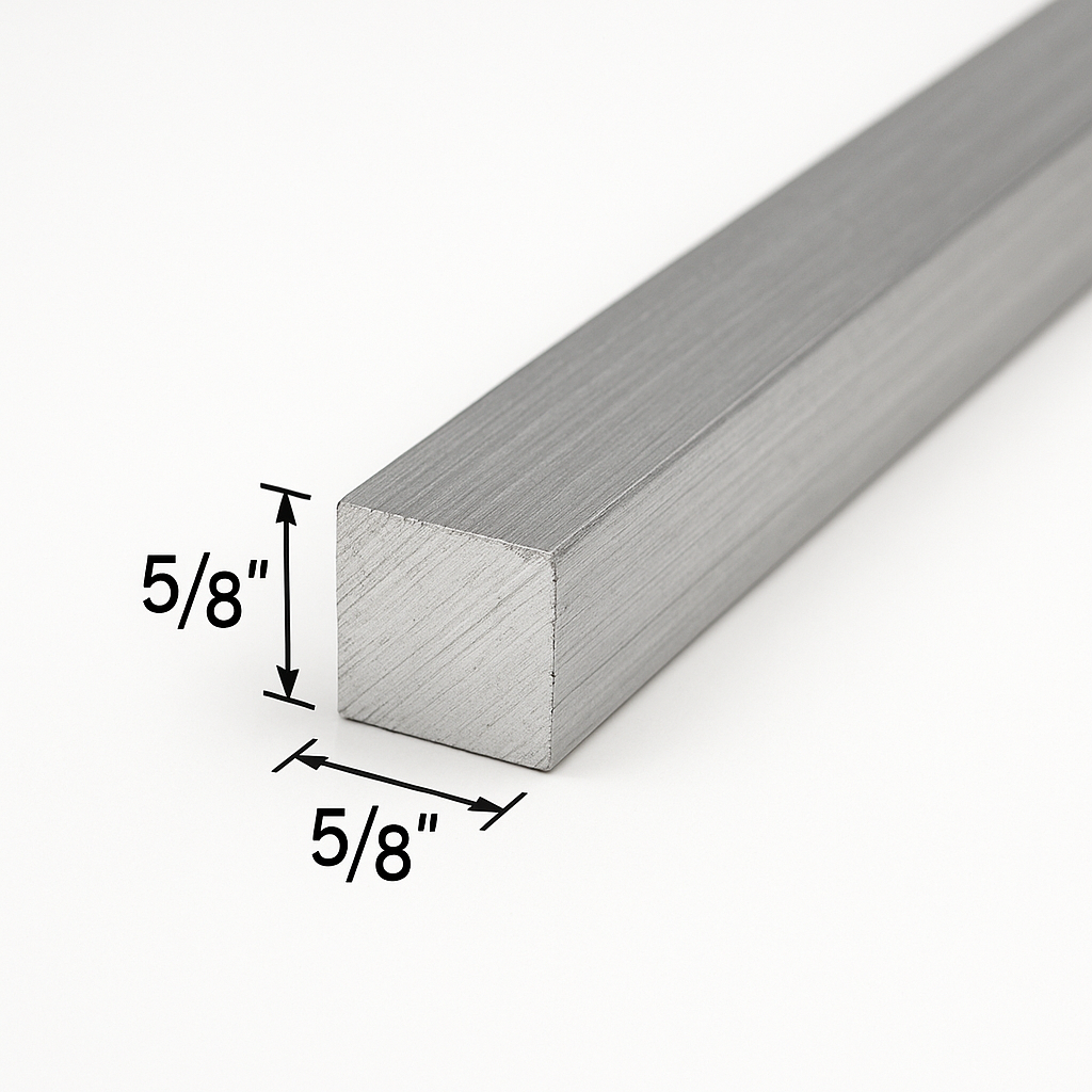Aluminum square bar that is 5/8” x 5/8” thick