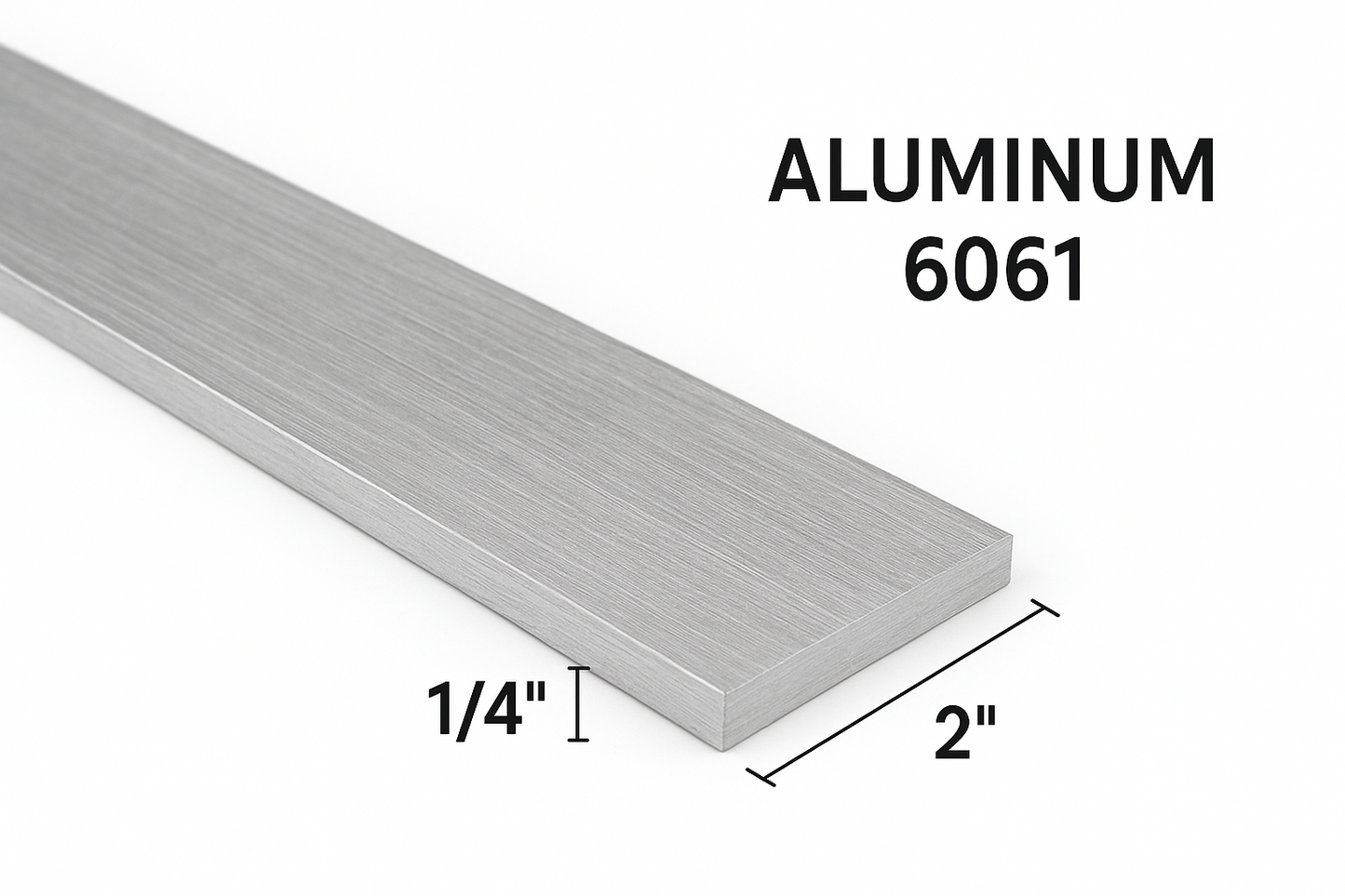 1/4” x 2” Flat Aluminum Bar - 6061-T6 - Flat Strap - 0.25” Aluminum Plate Strip - Rectangle Aluminum Bar Stock - Flat Stock- Welding Practice - Fabrication