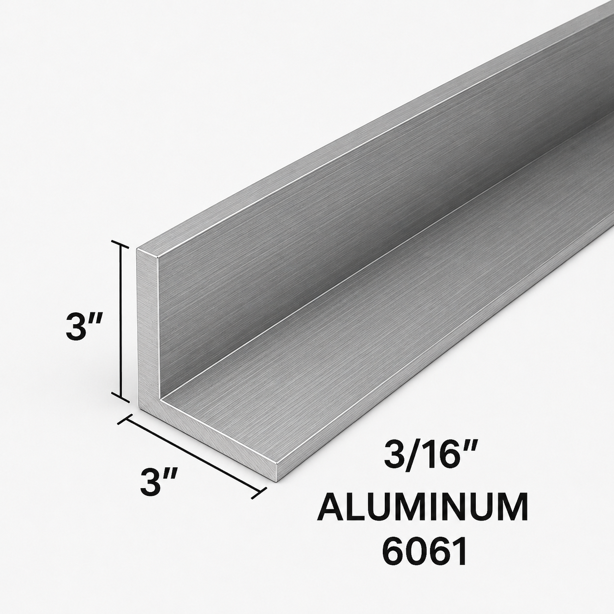 3” x 3” x 3/16” Aluminum Angle 6061-T6 Bracket Trim 0.1875” Brace Angle L-Channel Metal Lintel