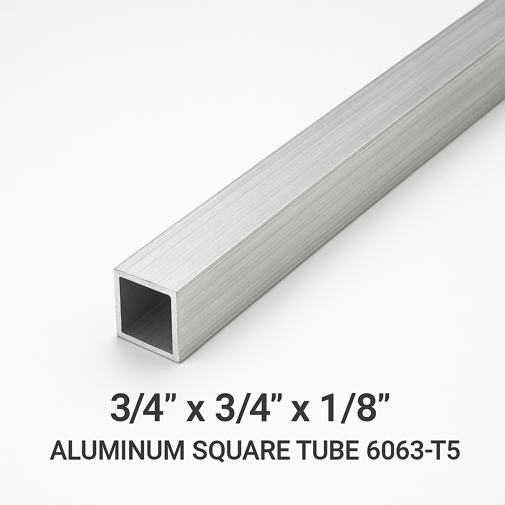 3/4” x 3/4” x 1/8” Aluminum Square Tube 6063-T5 Hollow 0.125” Pipe - 11ga Aluminum Structural Hollow Square Pipe - Square Tube for Handrails, Fabrication, and Construction