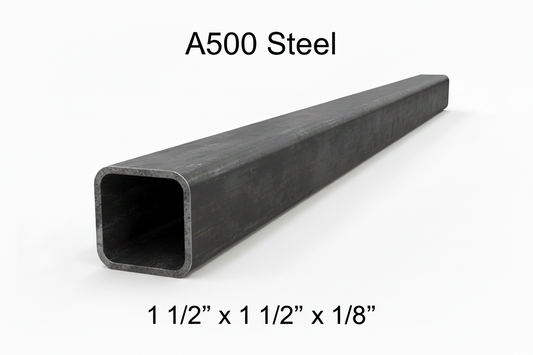 Inch and a half by inch and 1/2 x 1/8” hot rolled carbon steel square tube