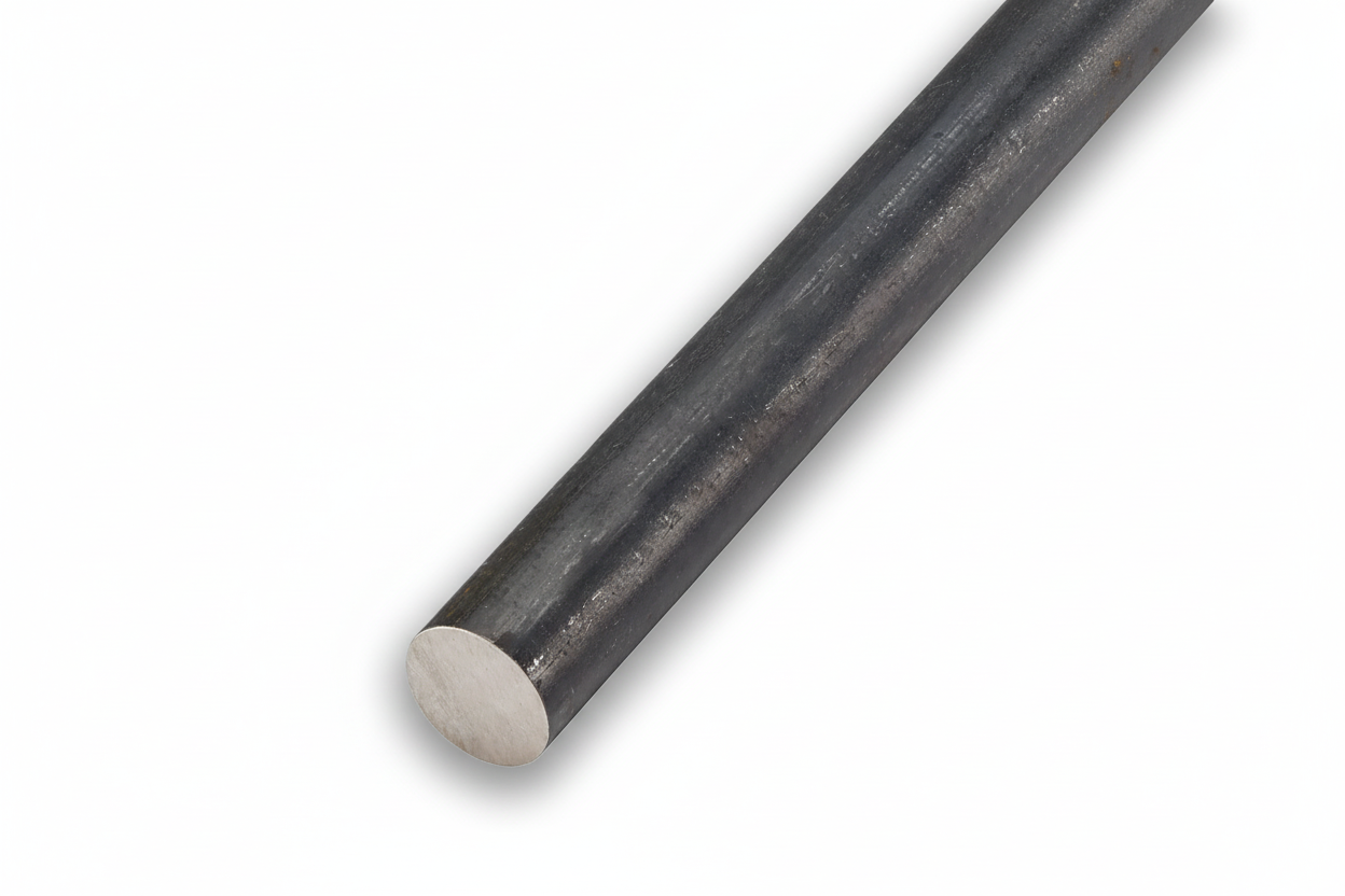 Metallic cylindrical rod on a white background