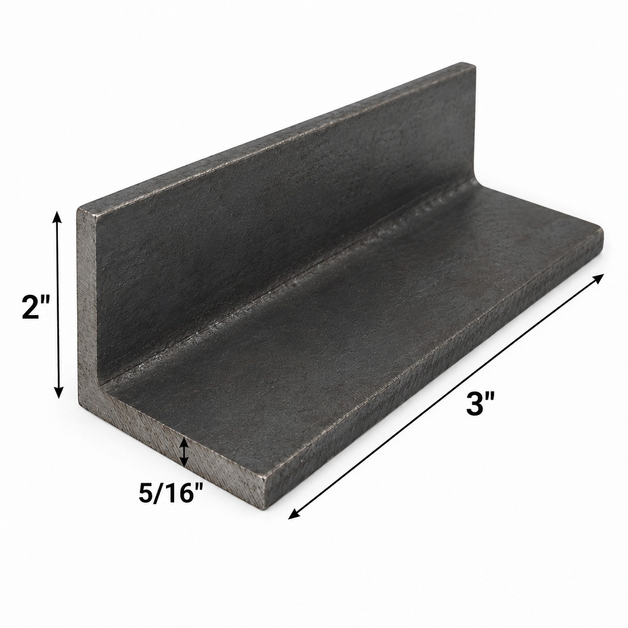 3” x 2” x 5/16” Steel Angle Iron A36 Hot Rolled Carbon Steel Angle Bracket 0.3125” Metal Trim Lintel Brace