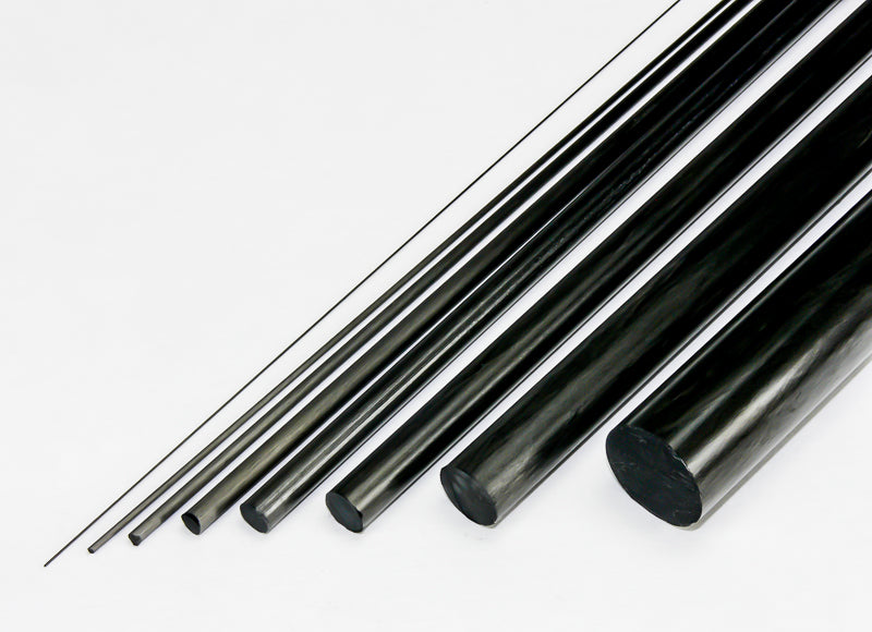 Several round rods in descending sizes indicating the variety available for sale