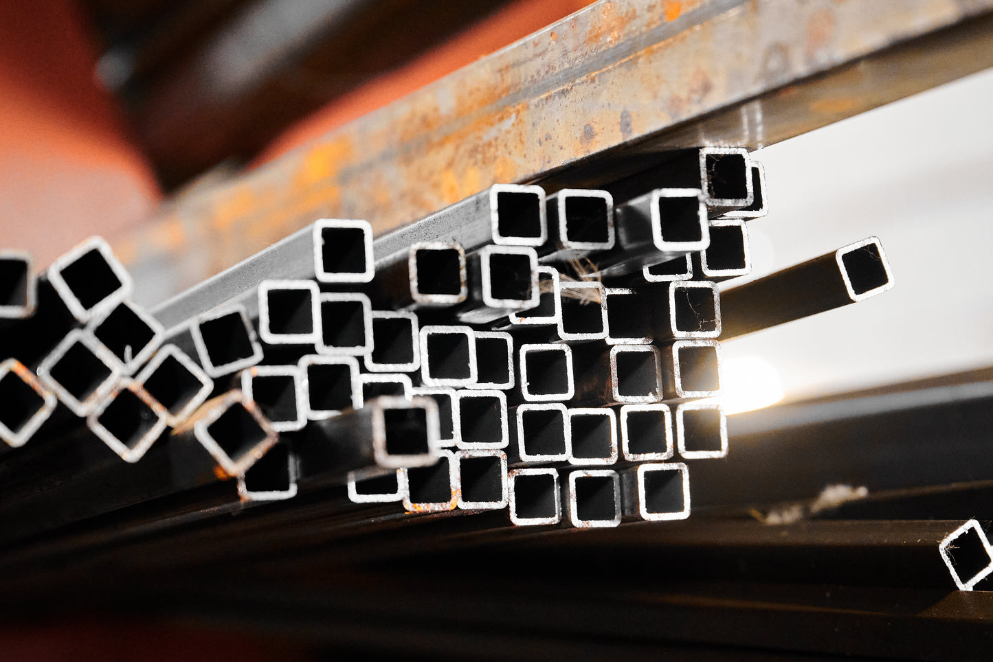 Pile of small metal square tubes