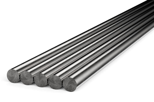 Image of 5 round bars. Solid metal rods