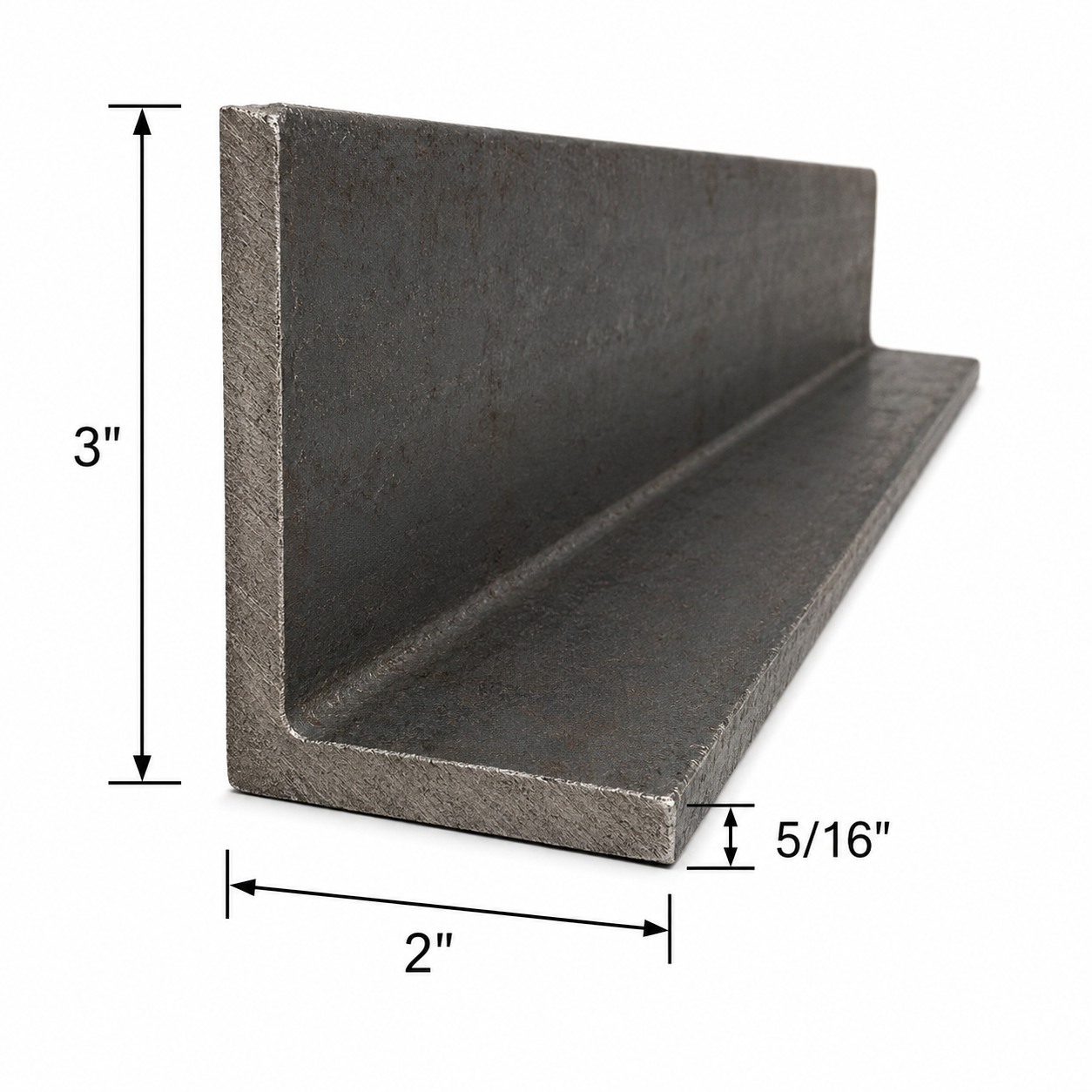 3” x 2” x 5/16” Steel Angle Iron A36 Hot Rolled Carbon Steel Angle Bracket 0.3125” Metal Trim Lintel Brace