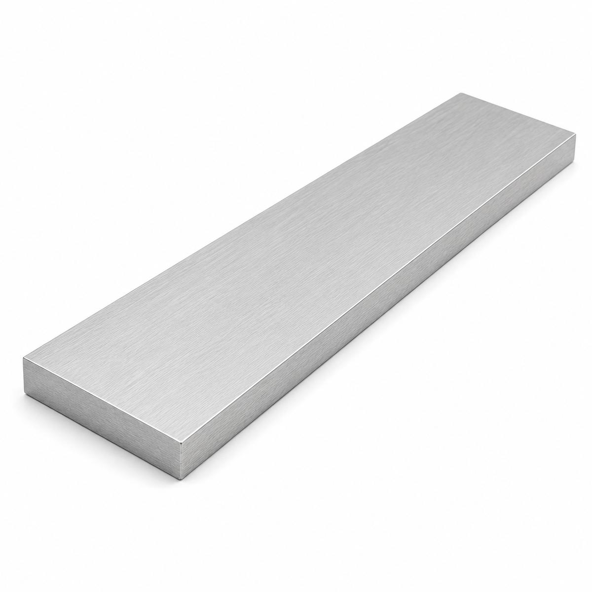 A rectangular brushed metal bar, shown at an angle on a clean white background.