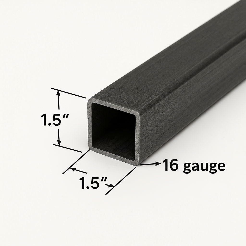 1.5” x 1.5” x 16 gauge Square tube steel A500