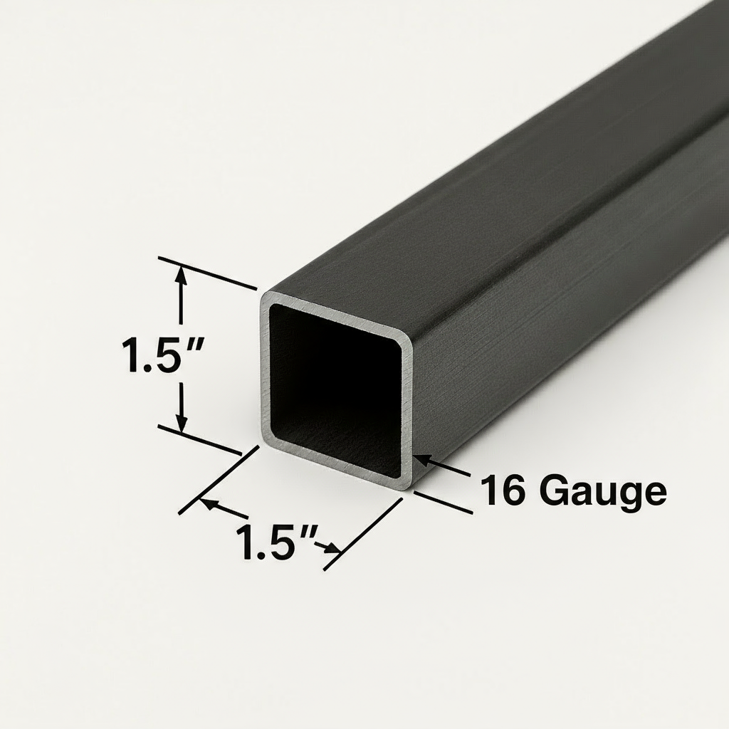 1.5” x 1.5” x 16 gauge tube steel