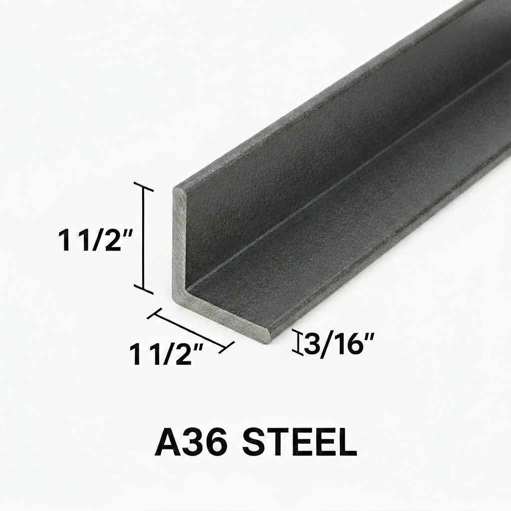 1.5” x 1.5” x 3/16” steel angle iron