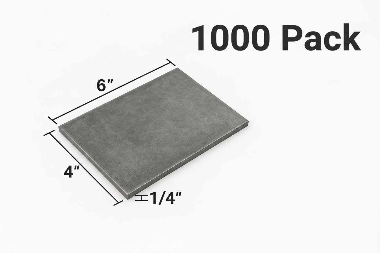 1000 piece pack of steel 4” x 6” x 1/4” plates for welding practice 
