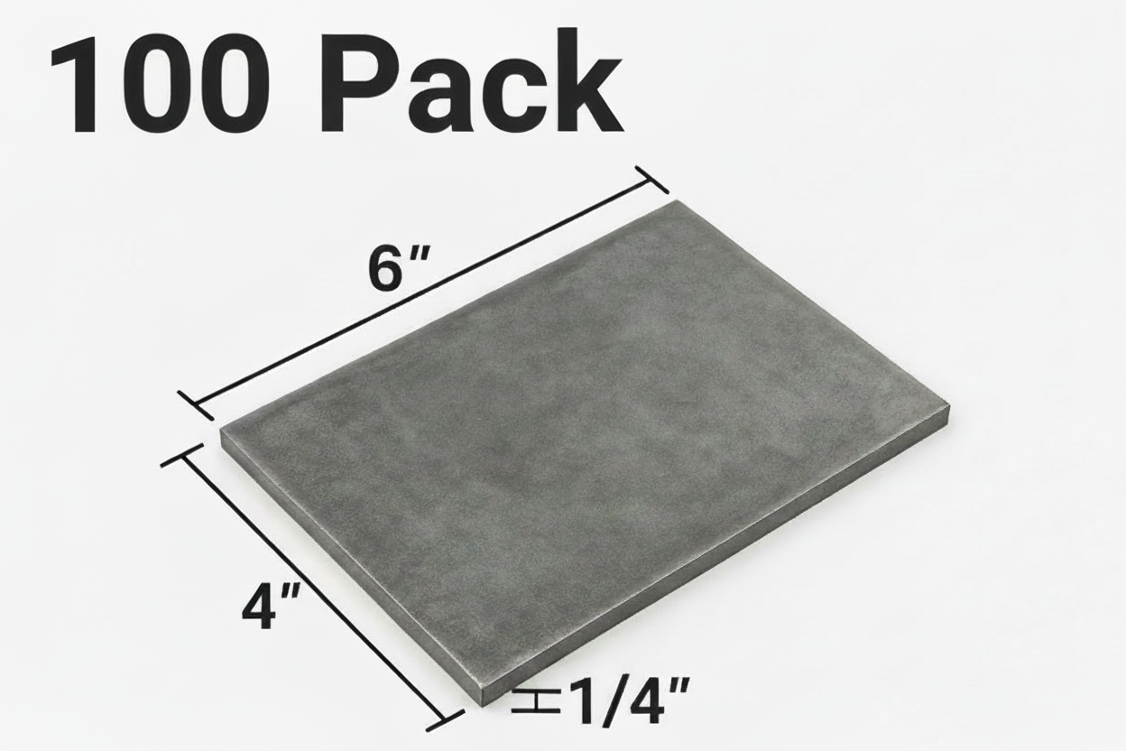 100 piece pack of steel 4” x 6” x 1/4” plates for welding practice 