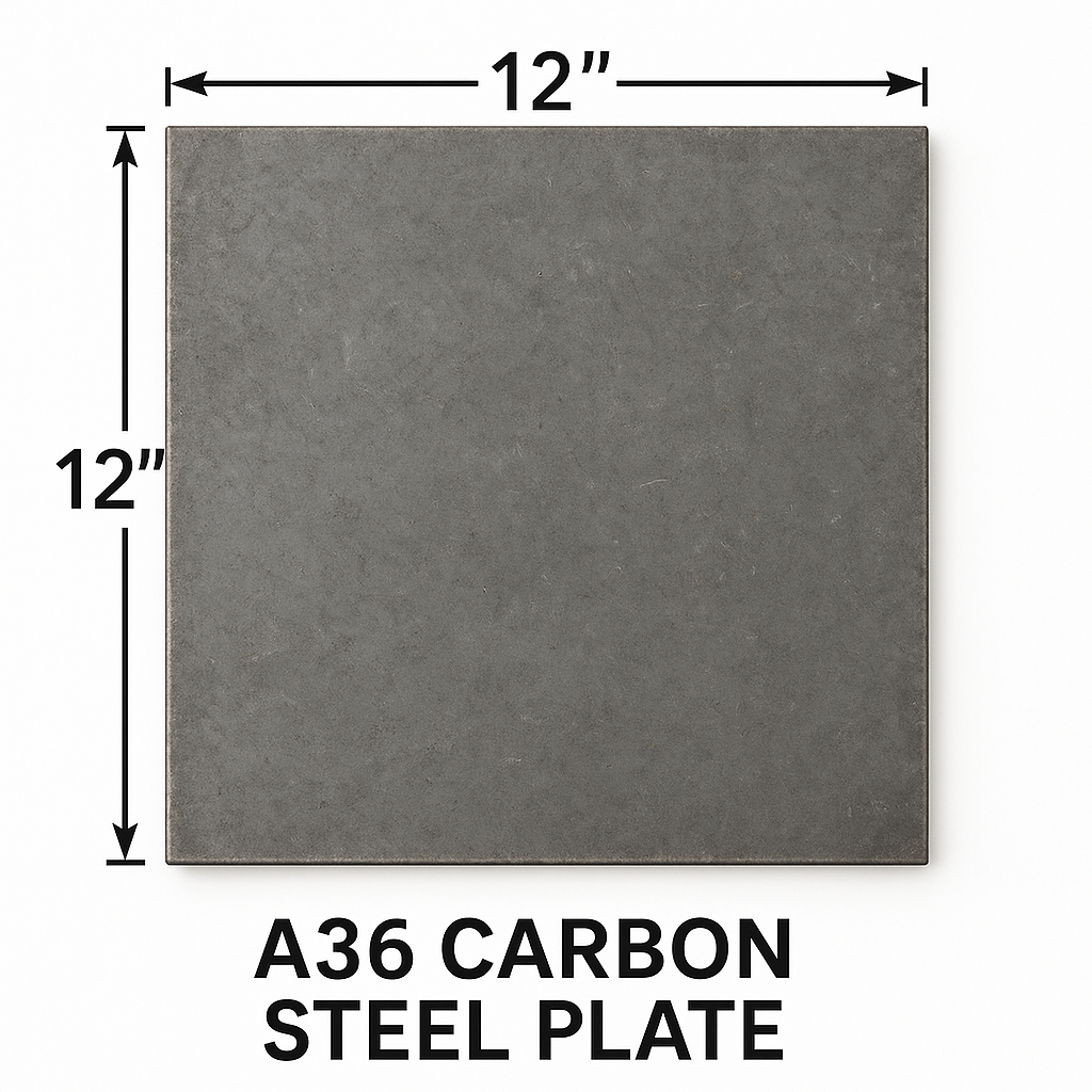 12” x 12” square carbon steel A36 hot rolled steel plate 