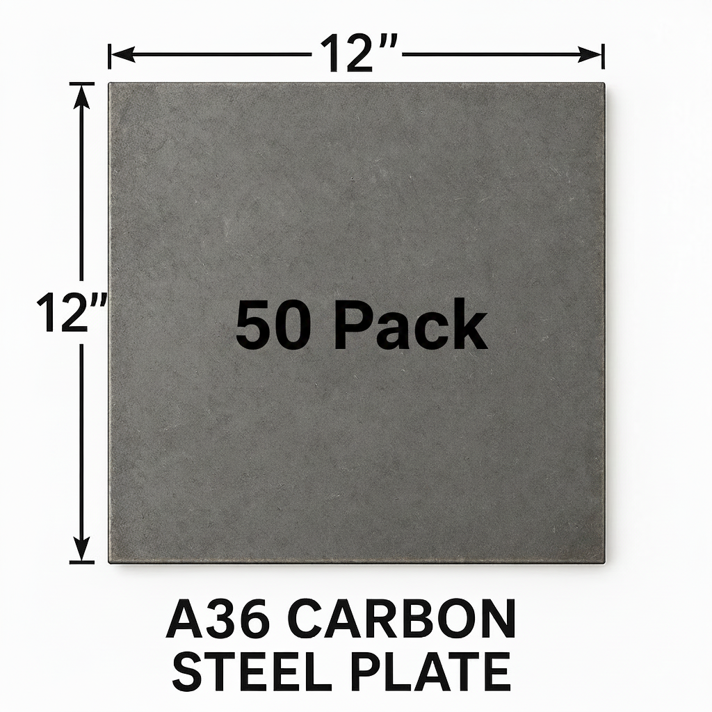 12” x 12” square carbon steel A36 hot rolled steel plate 50 Pack