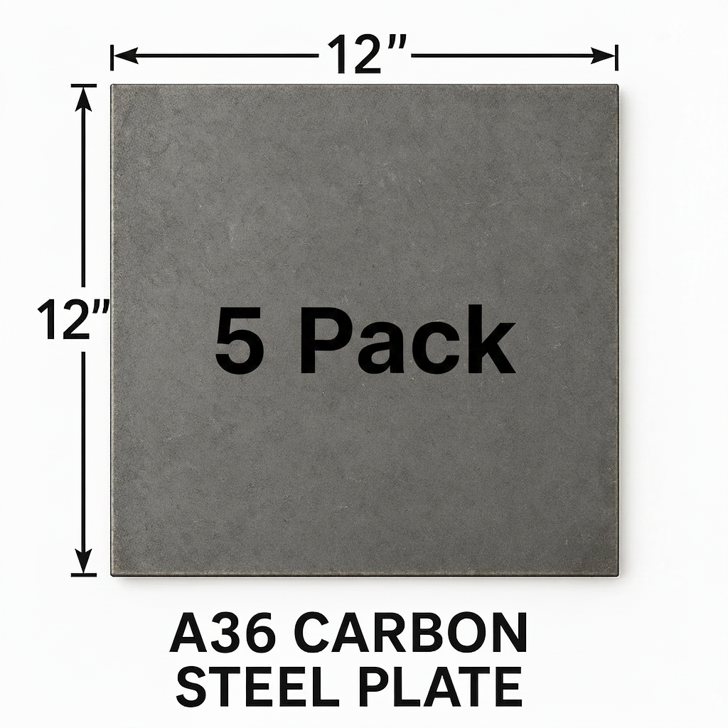 12” x 12” square carbon steel A36 hot rolled steel plate 5 pack
