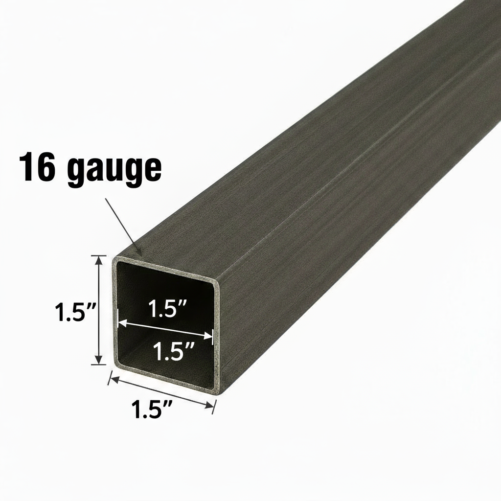 1.5” x 1.5” x 0.063” tube steel
