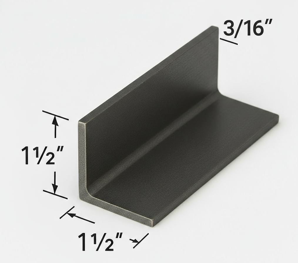 1 1/2” x 1 1/2” x 3/16” steel angle iron