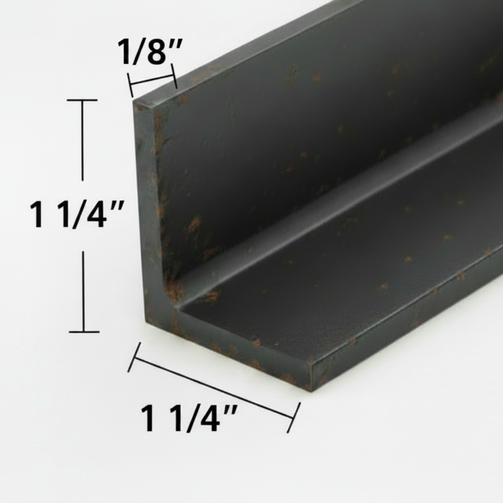 1 1/4” steel angle  1/8” thick