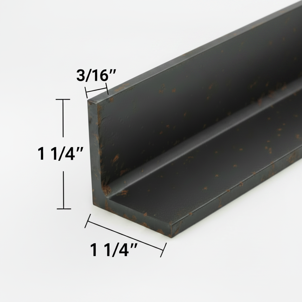 1 1/4” steel angle  3/16” thick