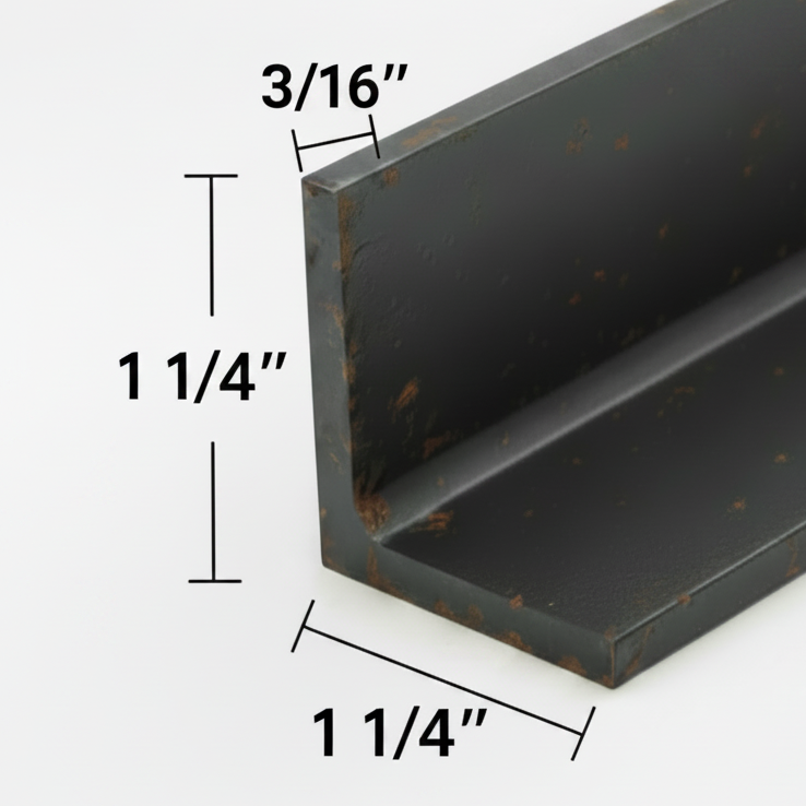 1 1/4” steel angle  3/16” thick zoomed