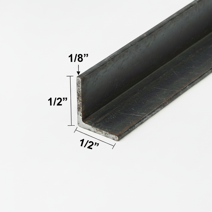 1/2” Metal corner guard on a white background 1/8” close up