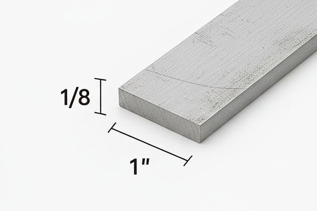 Aluminum flat bar that is 1/8 inch thick and 1 inches wide