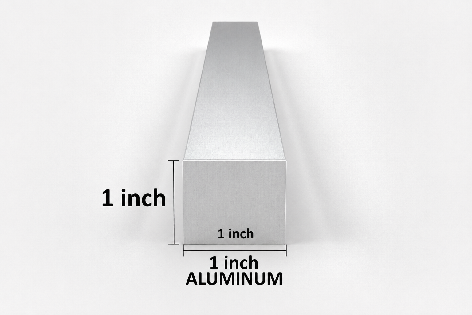 Aluminum square bar that is 1 inch thick and 1 inches wide
