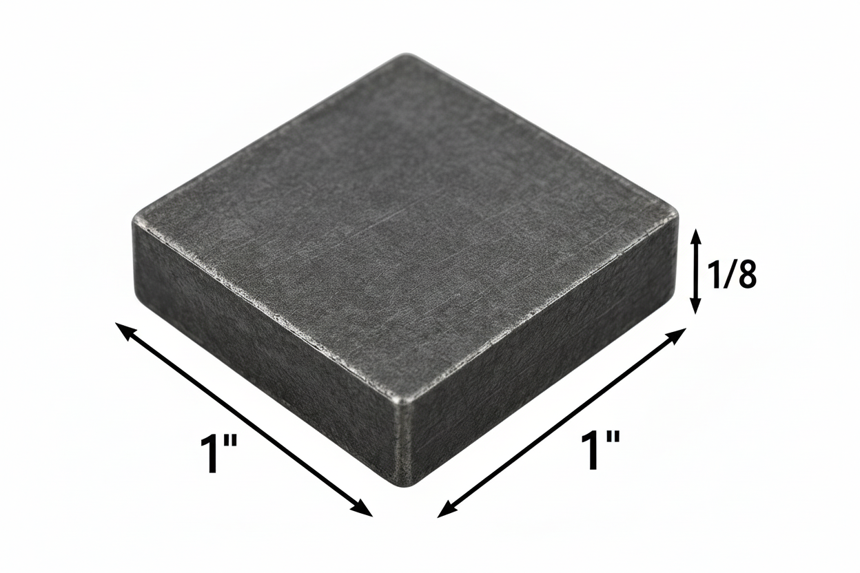 Steel square that is 1“ x 1“ x 1/8“