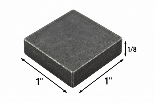 Steel square that is 1“ x 1“ x 1/8“