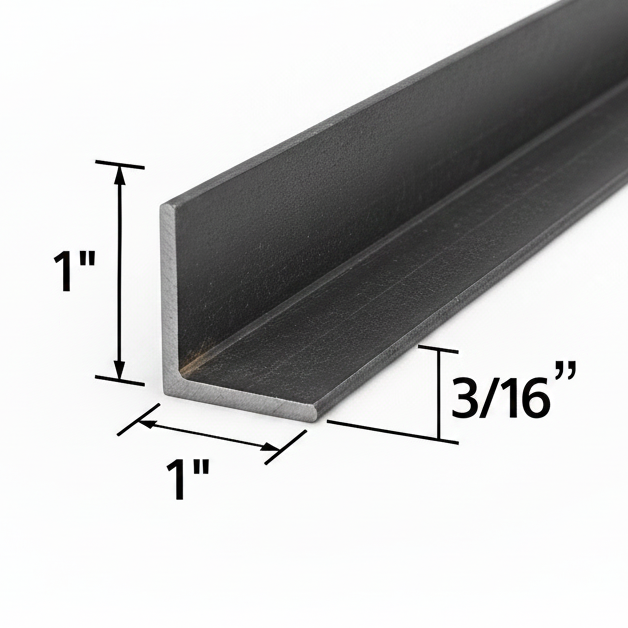 1“ x 1“ x 3/16“ steel angle zoomed
