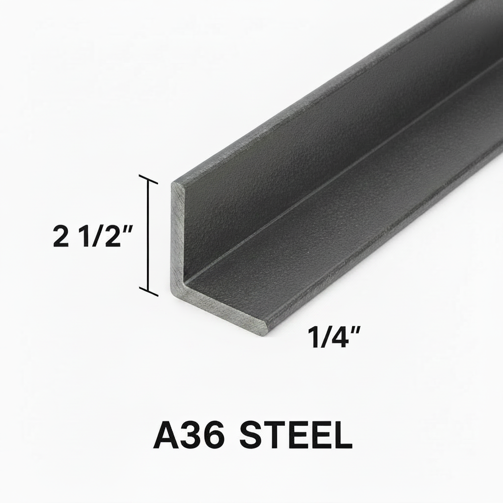2.5” x 2.5” x 1/4” steel angle