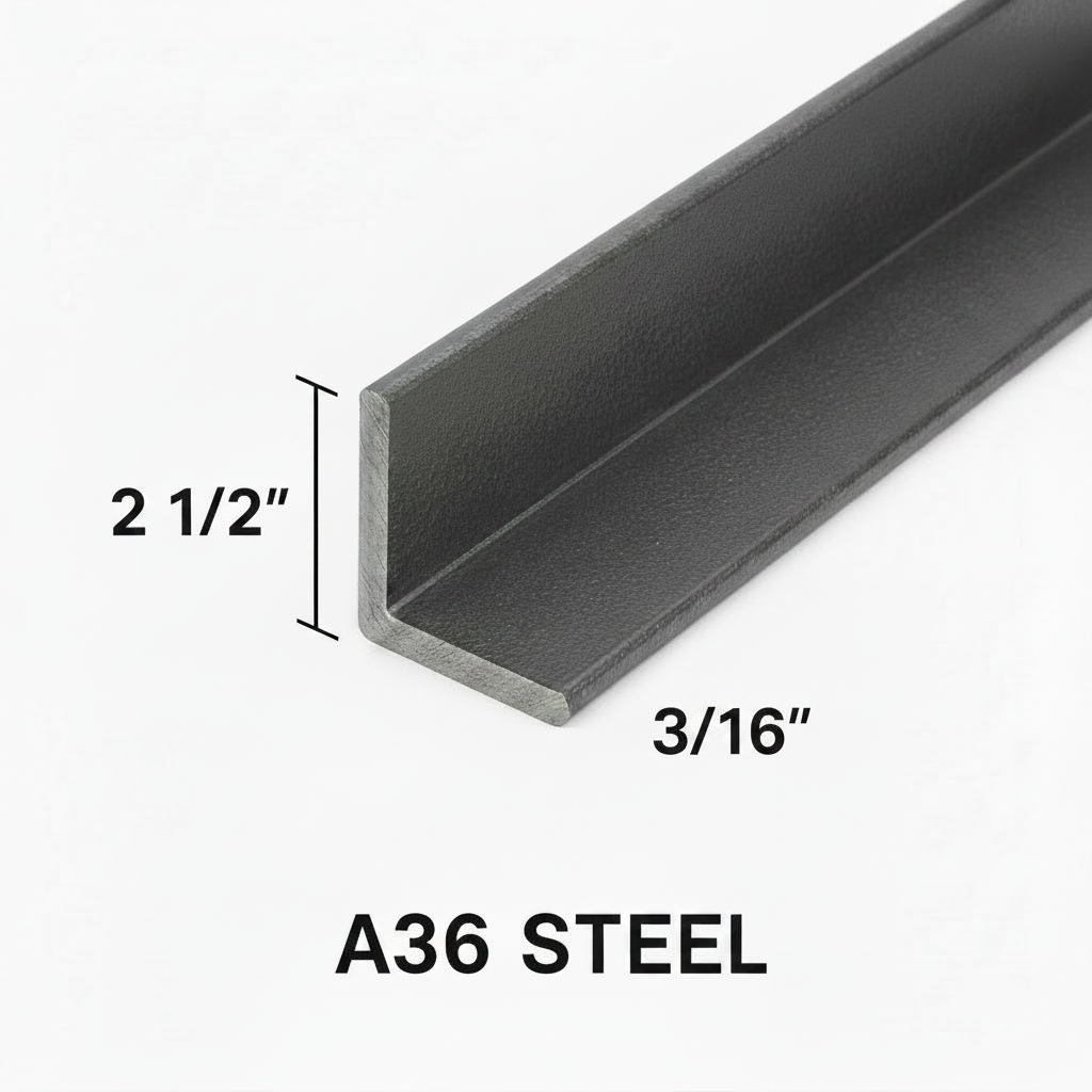 2.5” x 2.5” x 3/16” steel angle