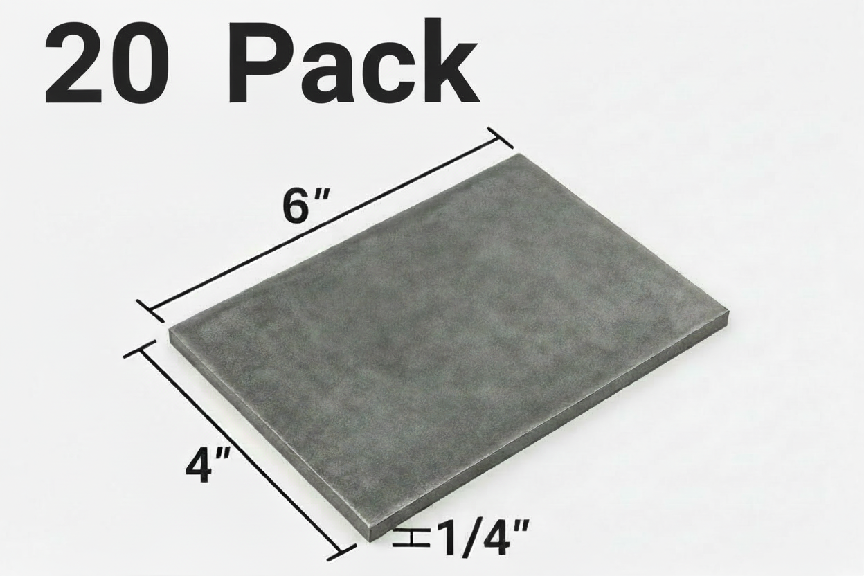 20 piece pack of steel 4” x 6” x 1/4” plates for welding practice 