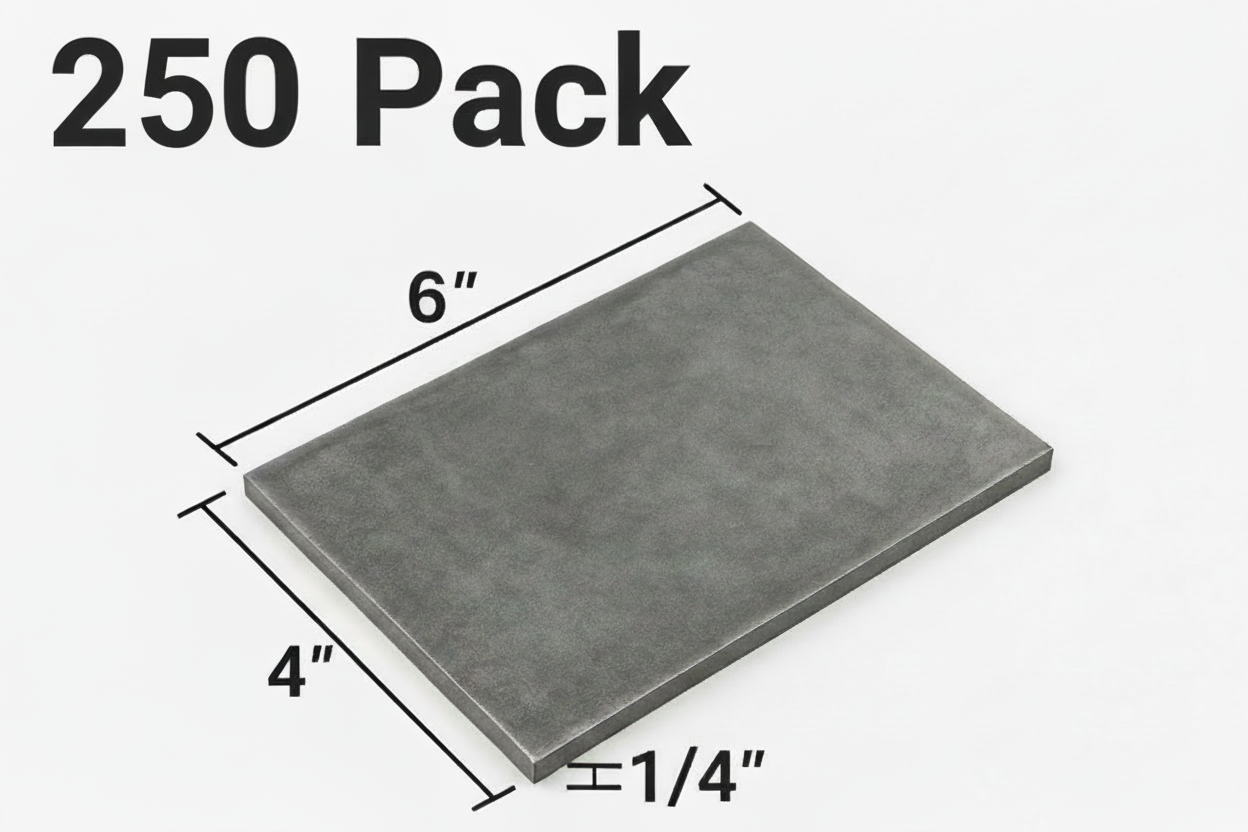 250 piece pack of steel 4” x 6” x 1/4” plates for welding practice 