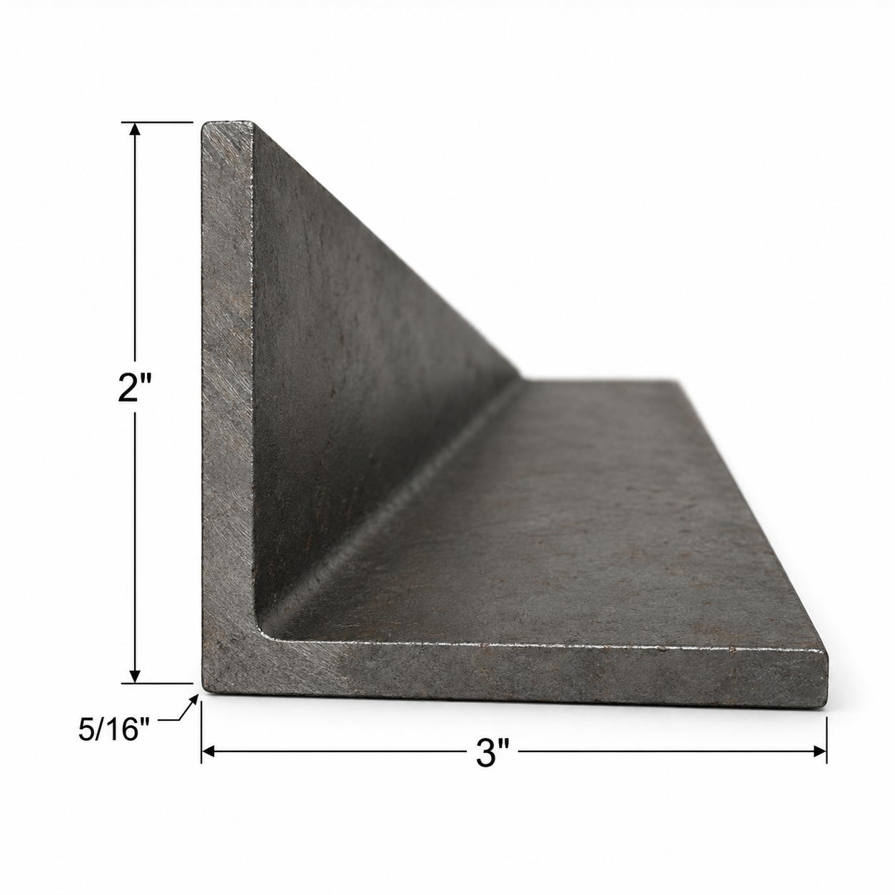 3” x 2” x 5/16” Steel Angle Iron A36 Hot Rolled Carbon Steel Angle Bracket 0.3125” Metal Trim Lintel Brace