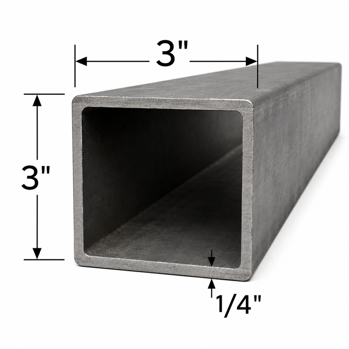 3” x 3” x 1/4” Tube Steel HSS A500 Carbon Steel Square Hollow Pipe Metal Tube 0.25” for Structural Fabrication