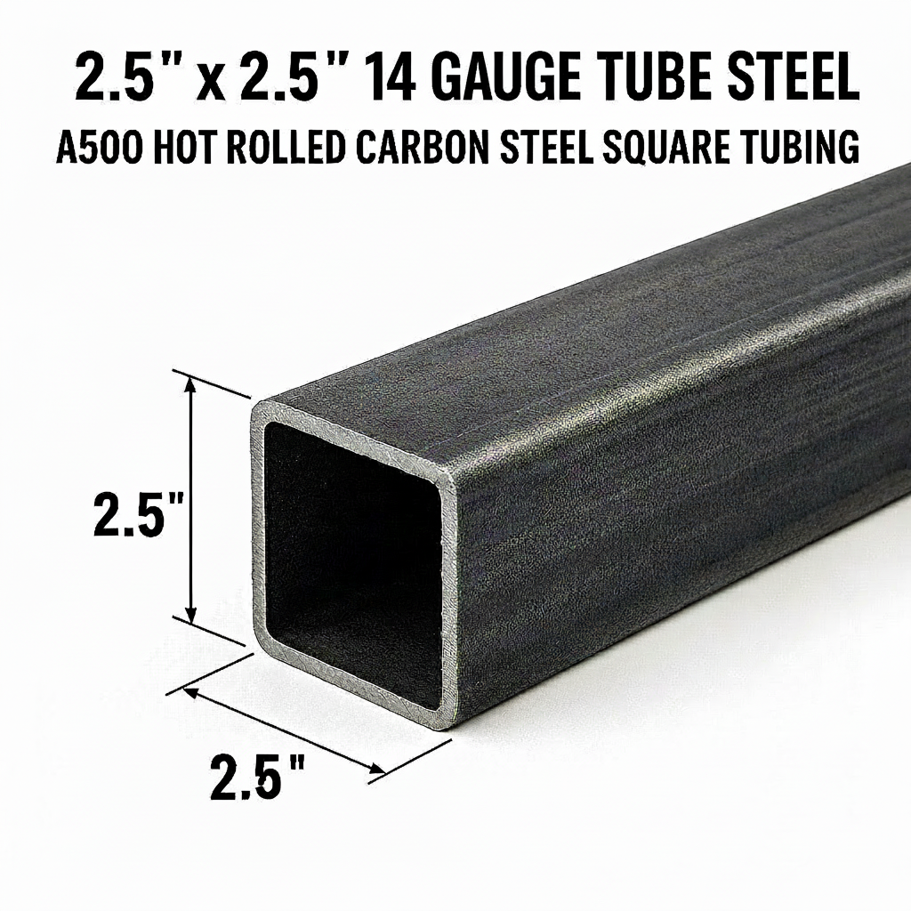 2 1/2 x 2 1/2 x 14 gauge square tube steel