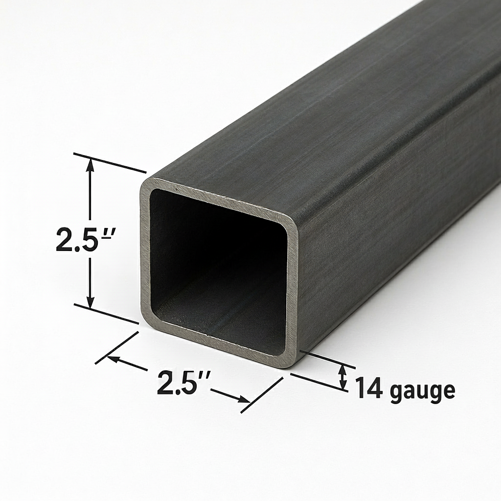 2 1/2“ x 2 1/2“ x 14 gauge tube steel