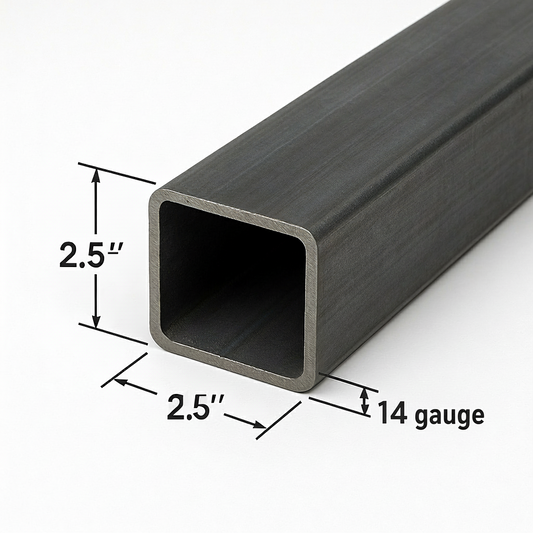 2 1/2“ x 2 1/2“ x 14 gauge tube steel