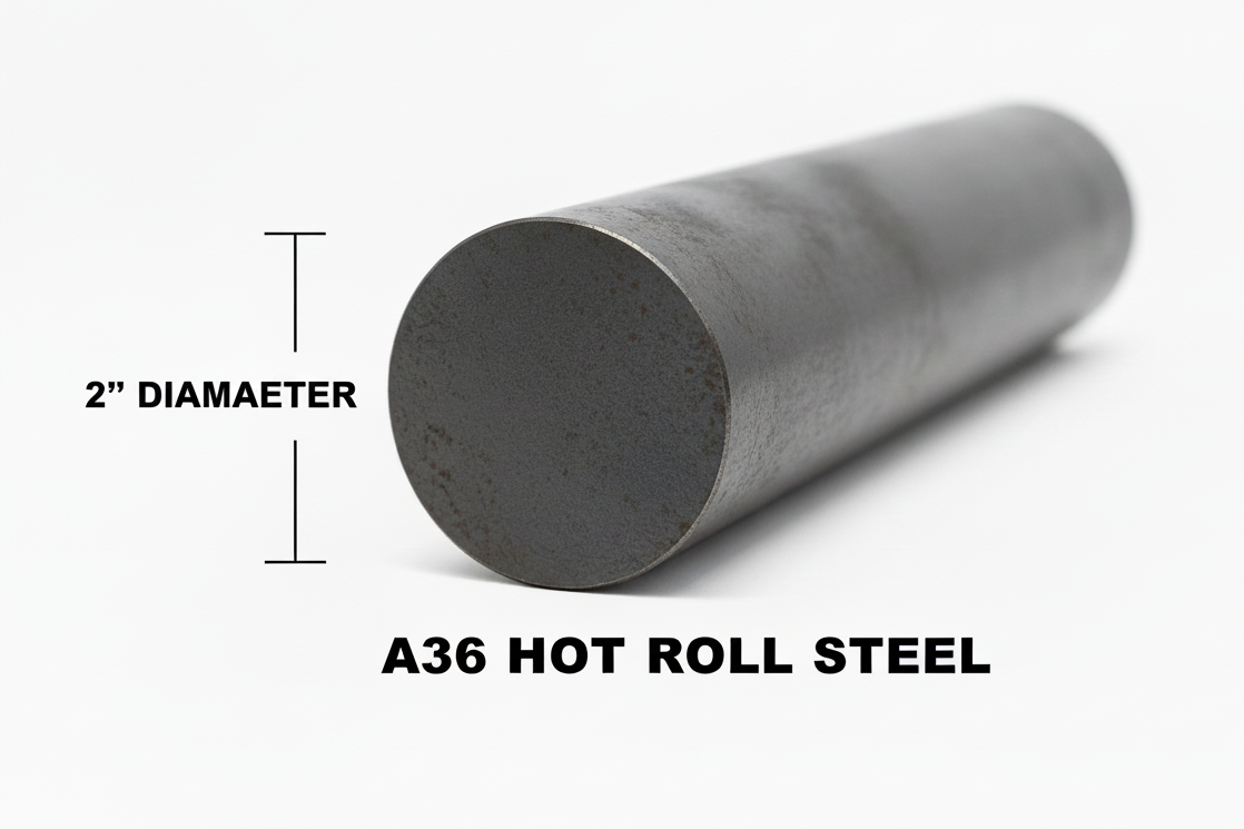 2 inch diameter bare carbon hot rolled A36 steel rod